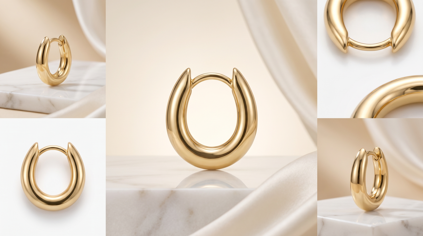18K Gold-Plated D-Type Hoops - Vermeil Gold