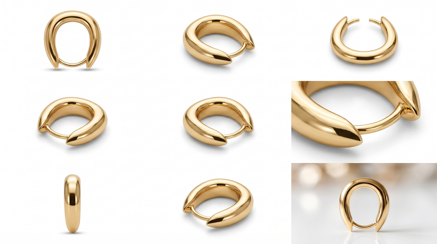 18K Gold-Plated D-Type Hoops - Vermeil Gold