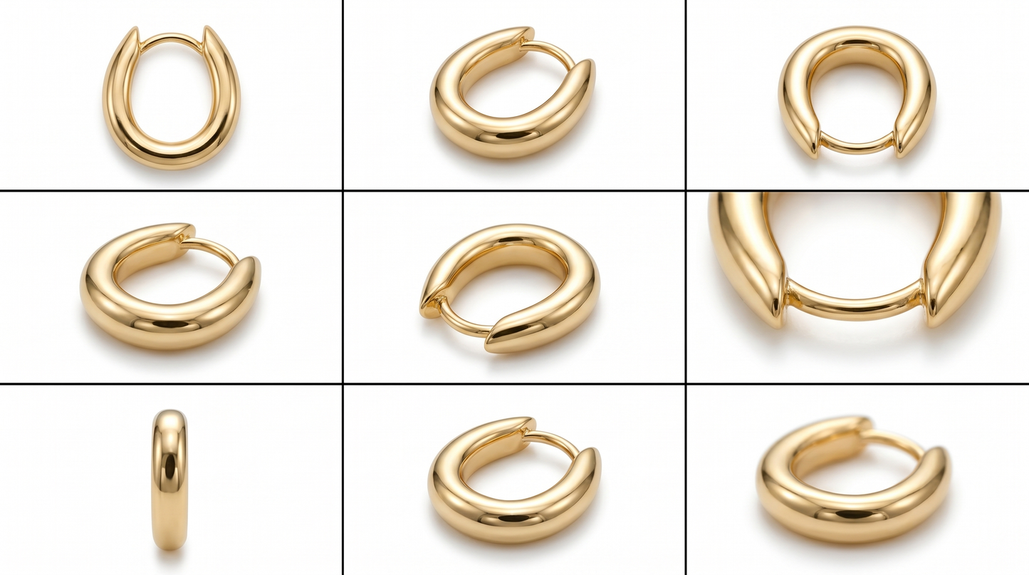 18K Gold-Plated D-Type Hoops - Vermeil Gold