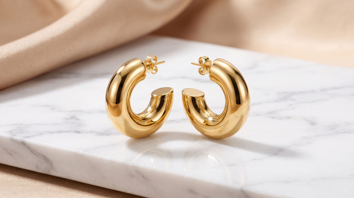 18K Gold-Plated Twisted Claw Huggie Hoop Earrings - Vermeil Gold