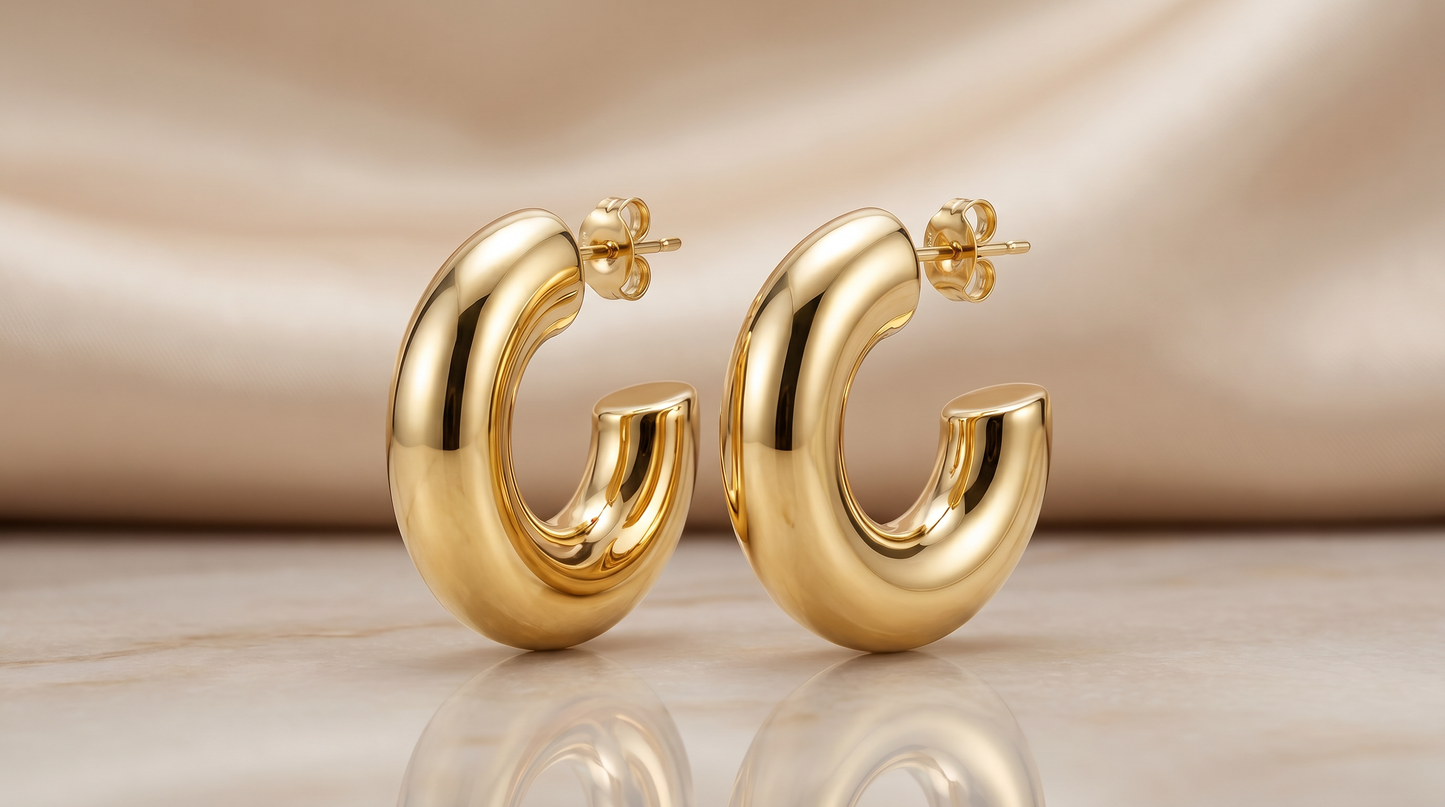 18K Gold-Plated Twisted Claw Huggie Hoop Earrings - Vermeil Gold