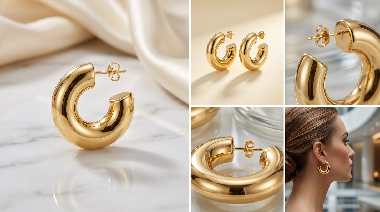 18K Gold-Plated Twisted Claw Huggie Hoop Earrings - Vermeil Gold