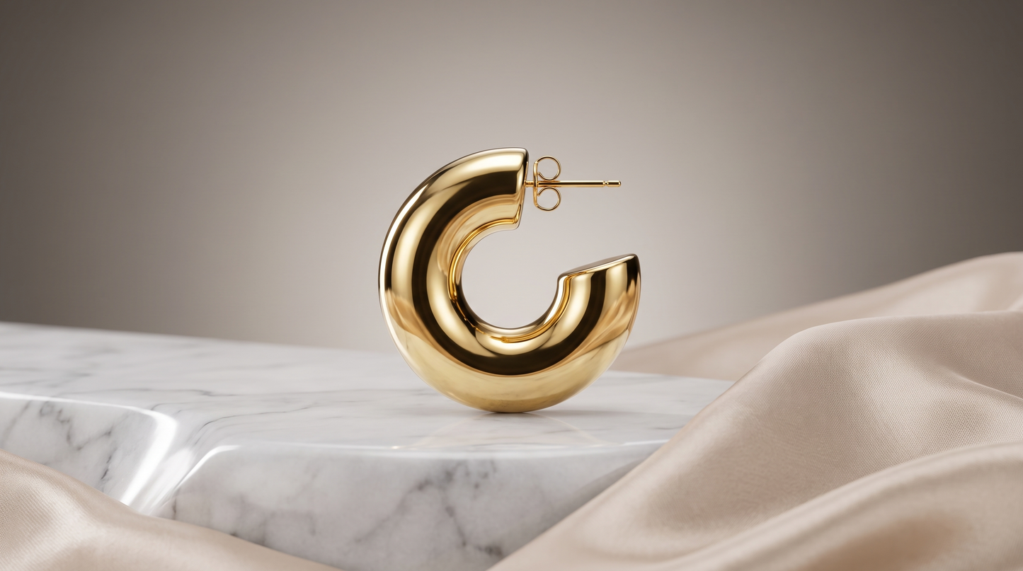 18K Gold-Plated Twisted Claw Huggie Hoop Earrings - Vermeil Gold