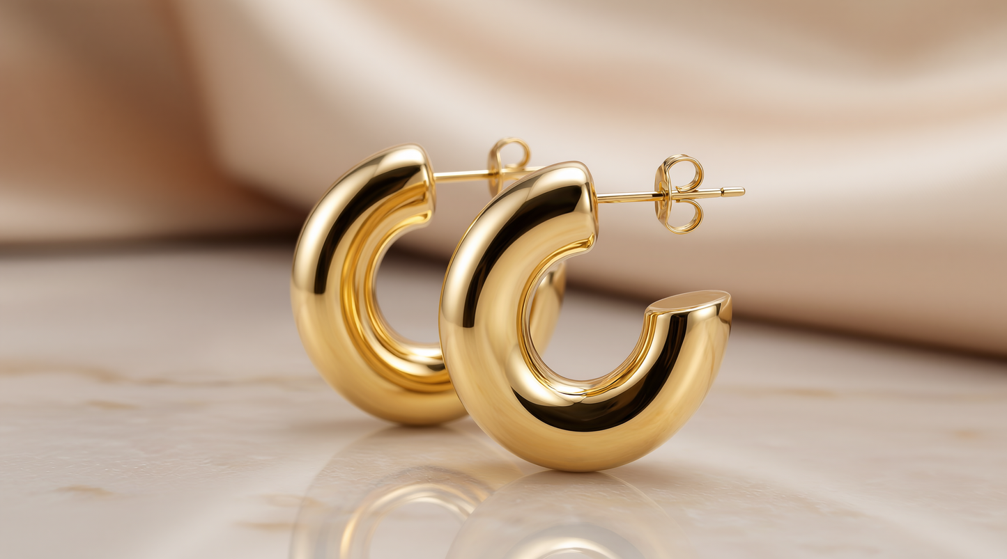 18K Gold-Plated Twisted Claw Huggie Hoop Earrings - Vermeil Gold