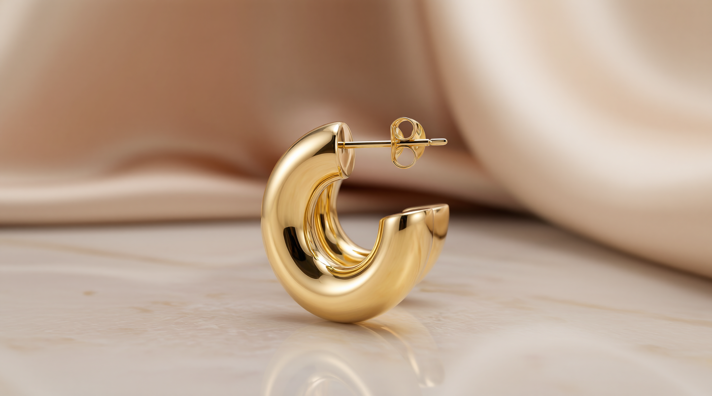 18K Gold-Plated Twisted Claw Huggie Hoop Earrings - Vermeil Gold
