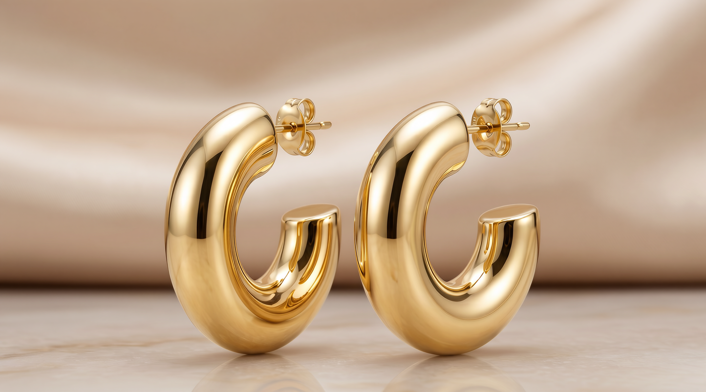 18K Gold-Plated Twisted Claw Huggie Hoop Earrings - Vermeil Gold