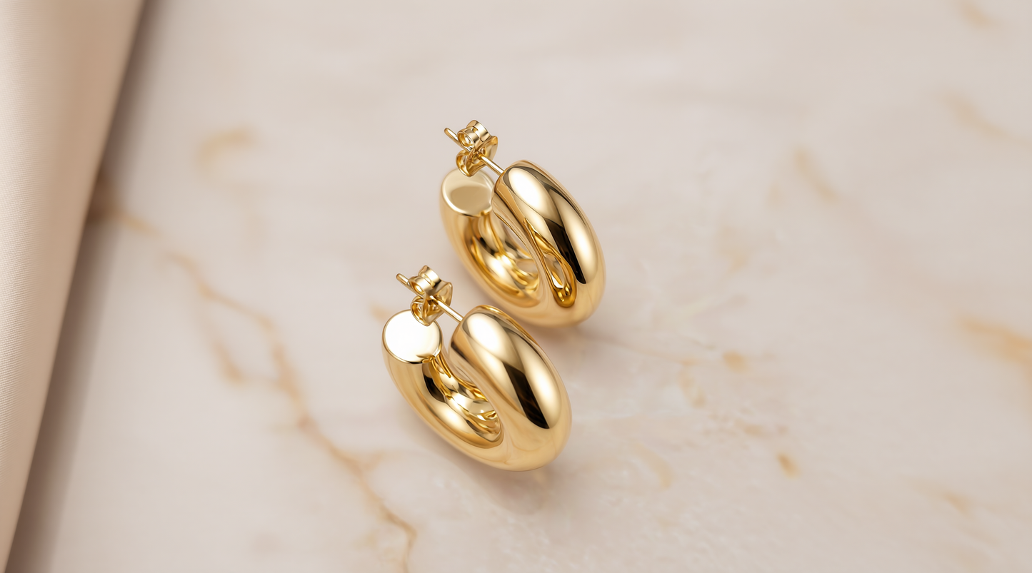 18K Gold-Plated Twisted Claw Huggie Hoop Earrings - Vermeil Gold