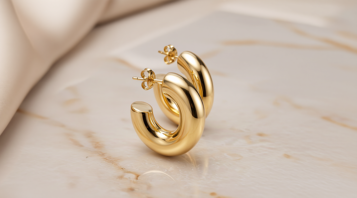 18K Gold-Plated Twisted Claw Huggie Hoop Earrings - Vermeil Gold