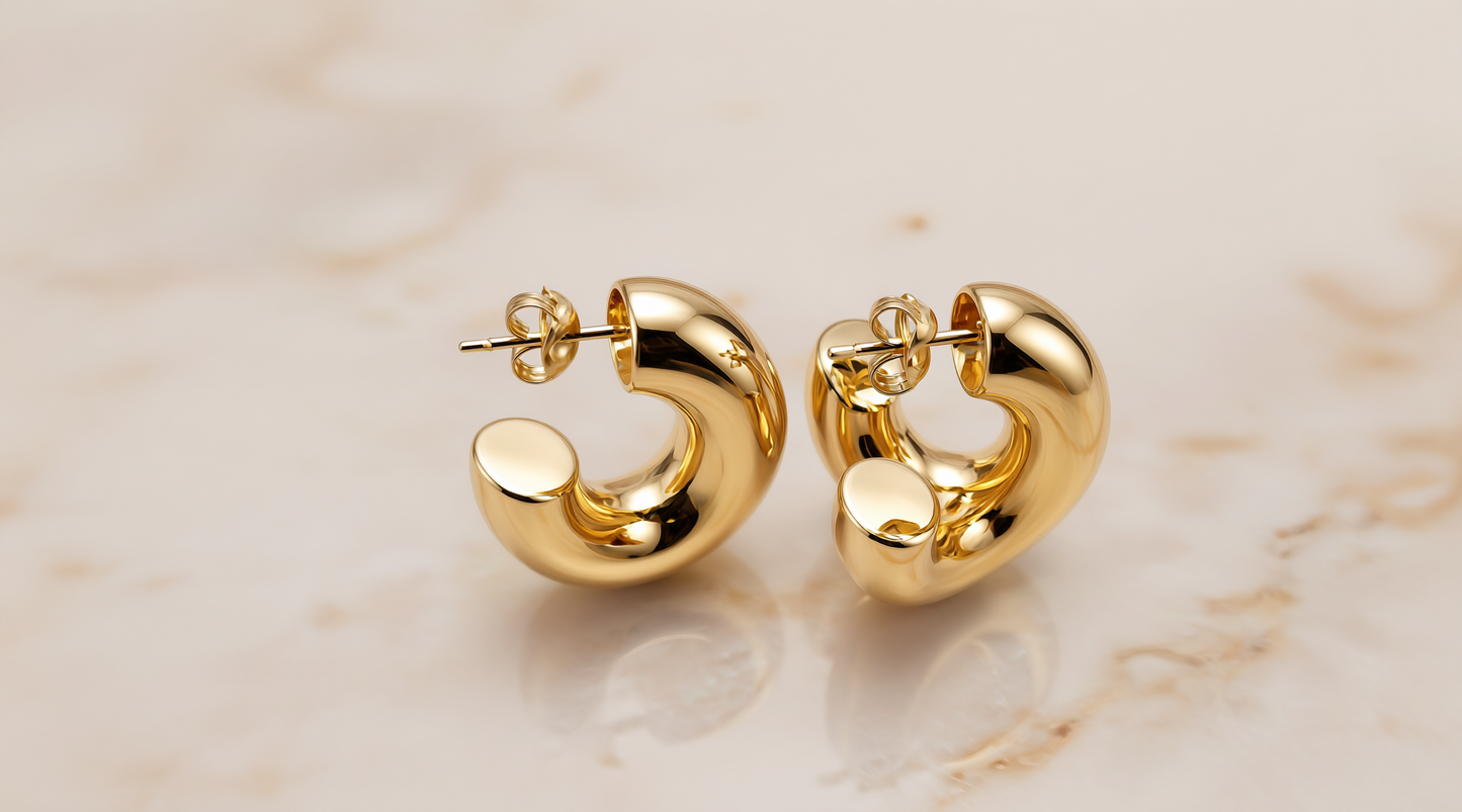18K Gold-Plated Twisted Claw Huggie Hoop Earrings - Vermeil Gold