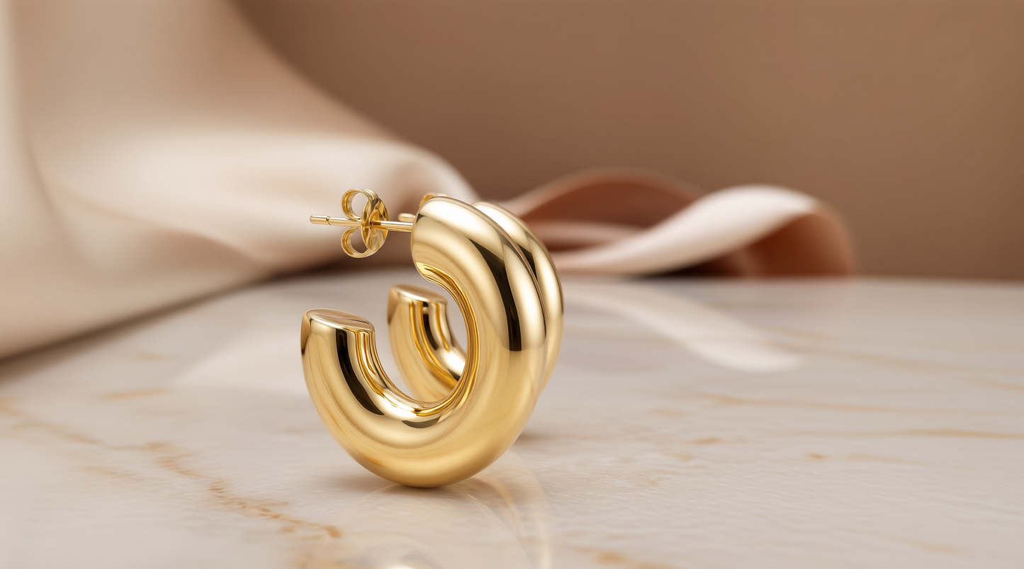 18K Gold-Plated Twisted Claw Huggie Hoop Earrings - Vermeil Gold
