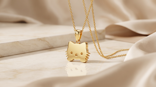 Moonstone Cat's Eye Pendant Necklace - Vermeil Gold