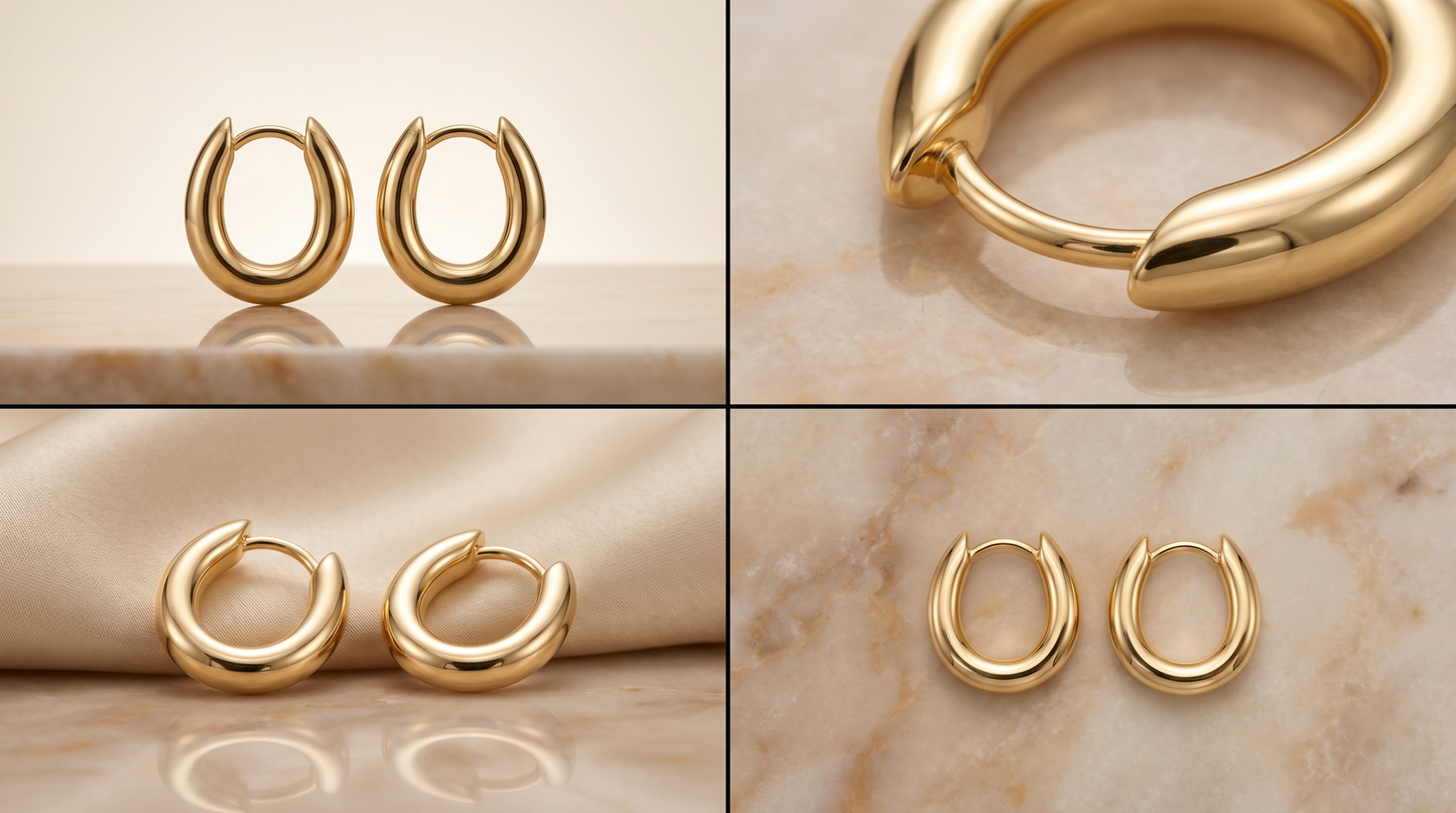 18K Gold-Plated D-Type Hoops - Vermeil Gold