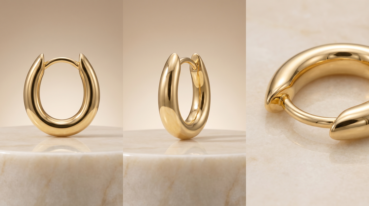 18K Gold-Plated D-Type Hoops - Vermeil Gold